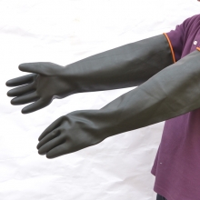 黑色工业耐酸碱劳保用品55ＣＭ加长加厚橡胶皮塑胶手套